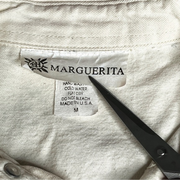 Marguerita Oversized Hand Painted Off White Denim Shacket Top Size M‎ - Picture 14 of 15